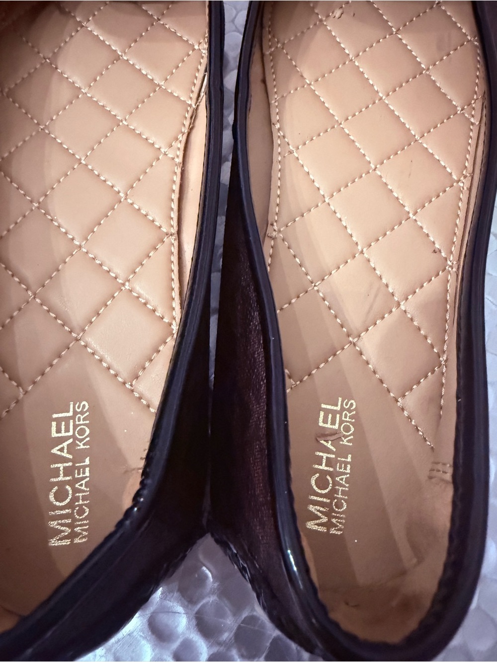 Michael Kors Brown Quilted Logo Ballet Flats with Gold MK Emblem - Picture 5 of 6